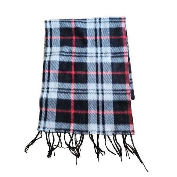 Pashmina silk and pashmina blend plaid multicolor scarf - Picture 1 of 5